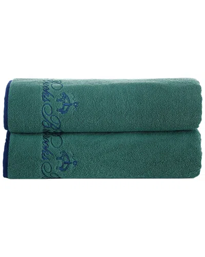 Brooks Brothers Contrast Frame 2pc Bath Towels In Green