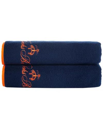 Brooks Brothers Contrast Frame 2pc Bath Towels In Navy