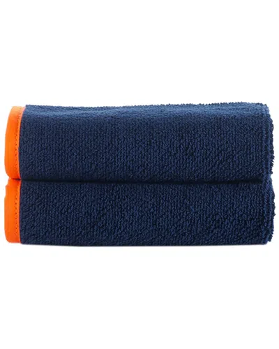 Brooks Brothers Contrast Frame 2pc Wash Towels In Blue