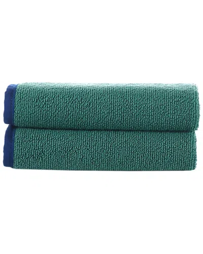 Brooks Brothers Contrast Frame 2pc Wash Towels In Green