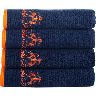 Brooks Brothers Contrast Frame 4-pack Turkish Cotton Hand Towels In Blue