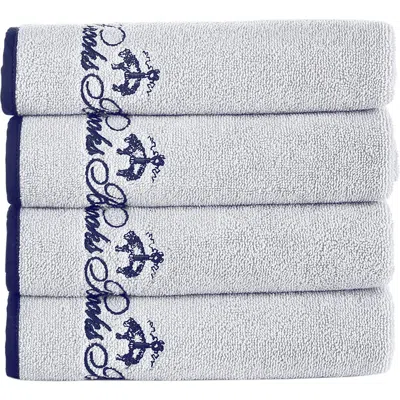 Brooks Brothers Contrast Frame 4-pack Turkish Cotton Hand Towels In Silver
