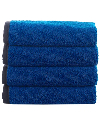 Brooks Brothers Contrast Frame 4pc Wash Towels In Blue