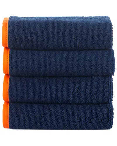 Brooks Brothers Contrast Frame 4pc Wash Towels In Blue