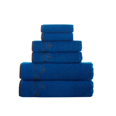 Brooks Brothers Contrast Frame 6 Pcs Towel Set In Royal Blue