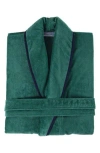 Brooks Brothers Contrast Frame Cotton Robe In Green