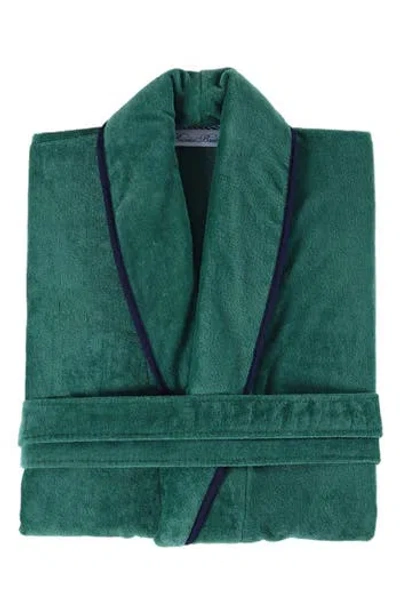 Brooks Brothers Contrast Frame Cotton Robe In Deep Jungle