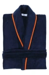 Brooks Brothers Contrast Frame Cotton Robe In Navy