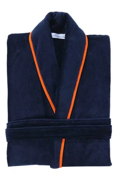 Brooks Brothers Contrast Frame Cotton Robe In Navy