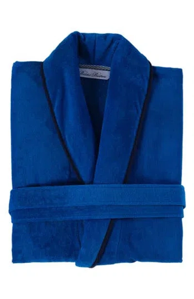 Brooks Brothers Contrast Frame Cotton Robe In Royal Blue