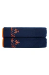 Brooks Brothers Contrast Frame 2 Piece Turkish Cotton Bath Towel Set Bedding In Blue