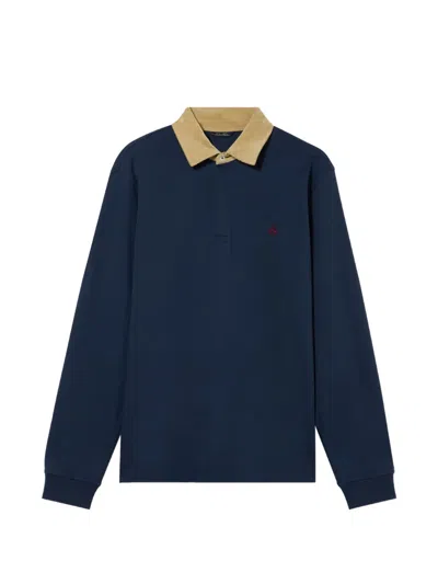Brooks Brothers Corduroy-collar Polo Shirt In Blue