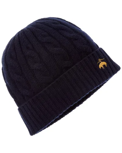 Brooks Brothers Core Cable Wool & Cashmere-blend Beanie In Blue