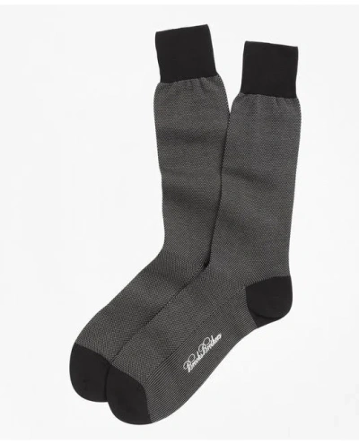Brooks Brothers Cotton Bird's Eye Crew Socks In Black