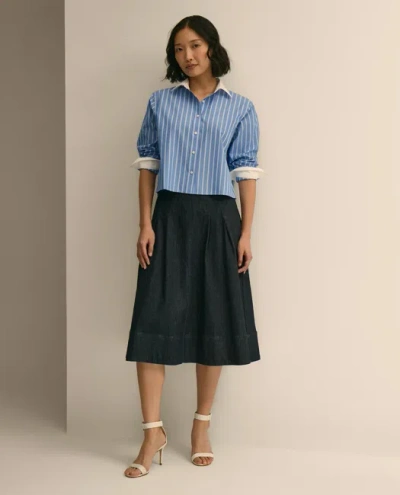 Brooks Brothers Cotton Blend A-line Denim Skirt In Blue