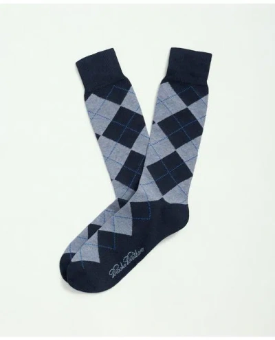 Brooks Brothers Cotton Blend Argyle Socks In Blue