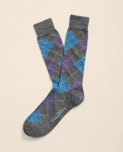 Brooks Brothers Cotton Blend Argyle Socks In Gray