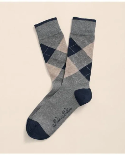 Brooks Brothers Cotton Blend Argyle Socks In Grey