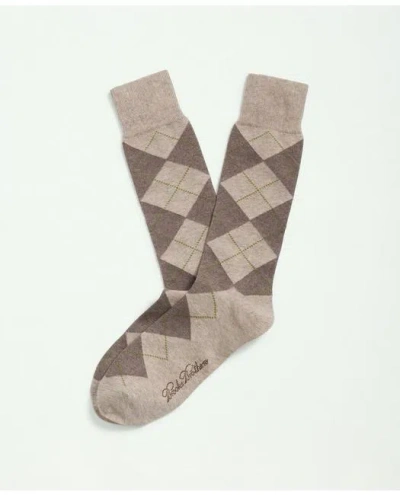 Brooks Brothers Cotton Blend Argyle Socks In Khaki