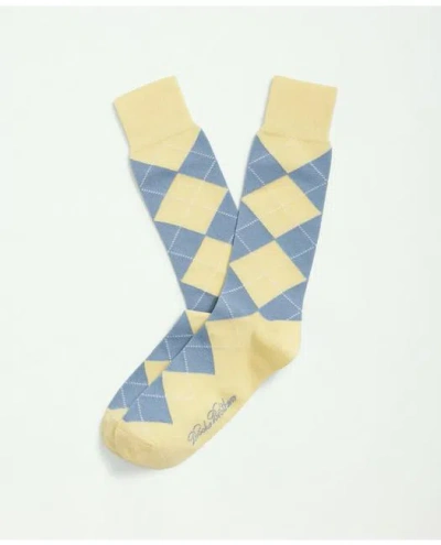 Brooks Brothers Cotton Blend Argyle Socks In Medium Yellow