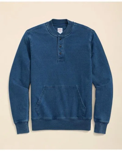 Brooks Brothers Cotton Blend Baseball Collar Sweatshirt In Blue