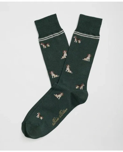 Brooks Brothers Cotton Blend Beagle Socks In Green