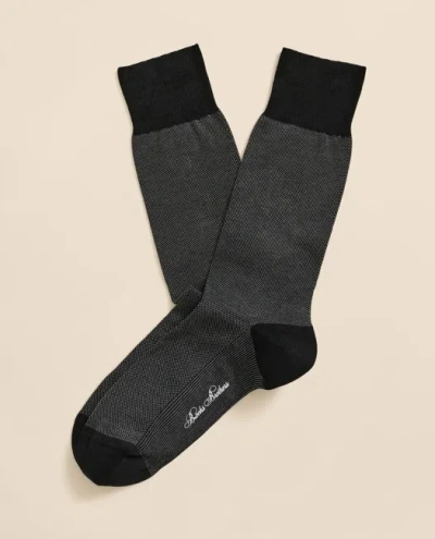 Brooks Brothers Cotton-blend Birdseye Socks In Black
