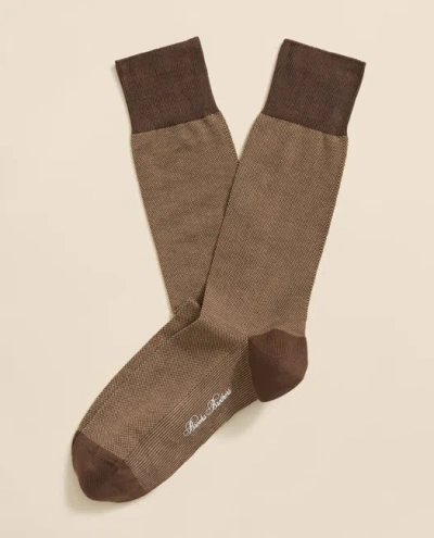 Brooks Brothers Cotton-blend Birdseye Socks In Brown