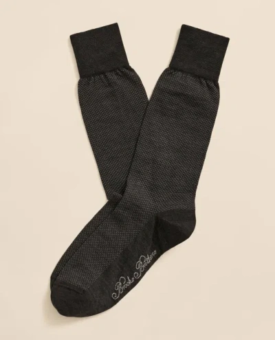 Brooks Brothers Cotton-blend Birdseye Socks In Brown