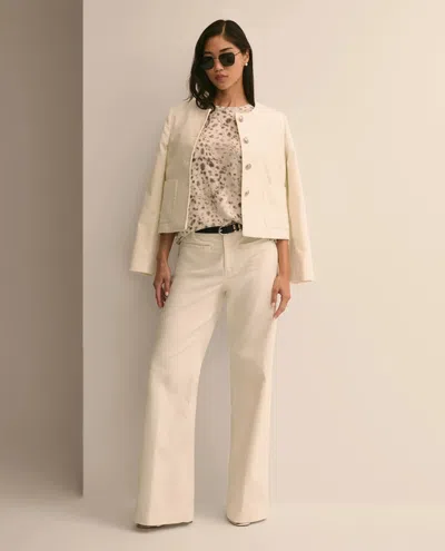 Brooks Brothers Cotton Blend Corduroy Flare Pants In White