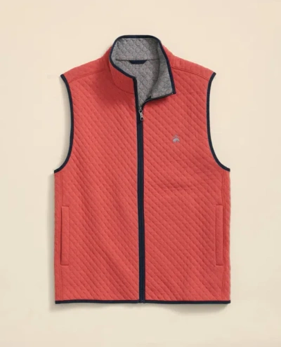 Brooks Brothers Cotton-blend Diamond-quilted Full-zip Vest Shirt In Burgundy