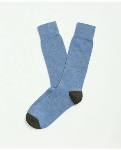 Brooks Brothers Cotton Blend Dot Socks In Light Blue