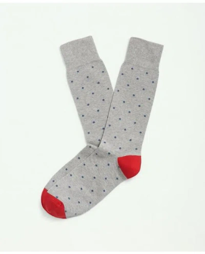 Brooks Brothers Cotton Blend Dot Socks In Light Grey