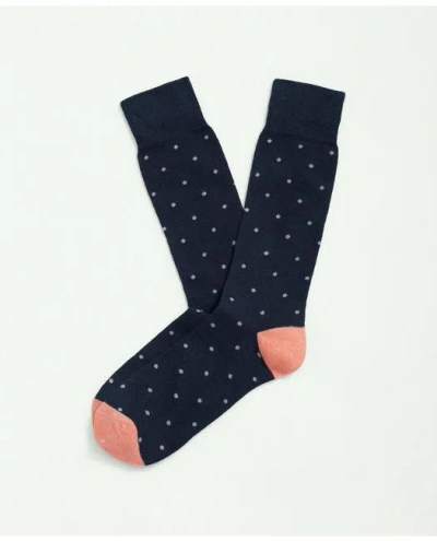 Brooks Brothers Cotton Blend Dot Socks In Navy