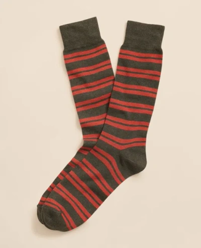 Brooks Brothers Cotton-blend Double-striped Socks In Green