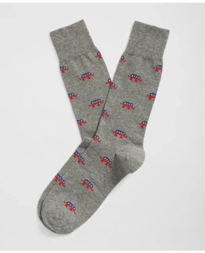 Brooks Brothers Cotton-blend Elephant Socks In Grey