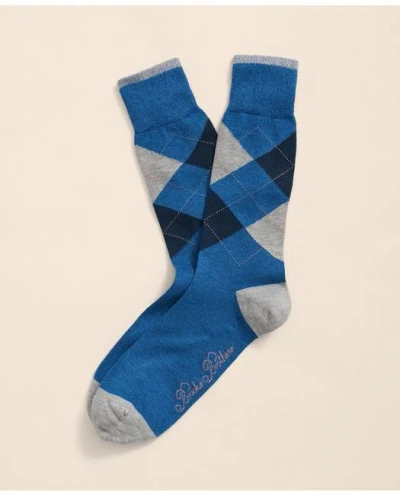Brooks Brothers Cotton Blend Marled Argyle Socks In Bright Blue