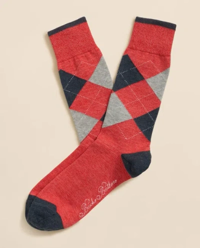Brooks Brothers Cotton Blend Marled Argyle Socks In Red