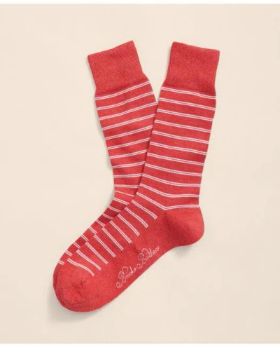 Brooks Brothers Cotton Blend Marled Double Stripe Socks In Bright Red