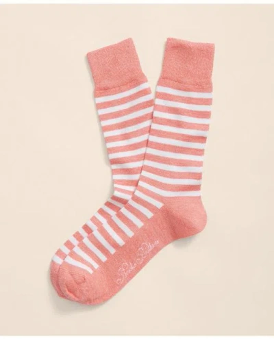 Brooks Brothers Cotton Blend Marled Striped Socks In Light Orange