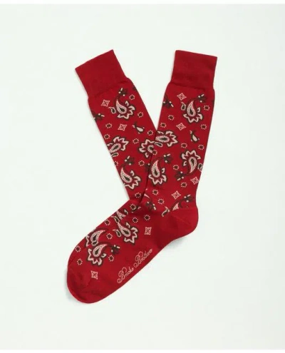Brooks Brothers Cotton Blend Paisley Socks In Red