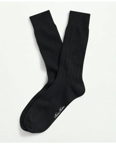 Brooks Brothers Cotton Blend Ribbed Crew Socks | Black
