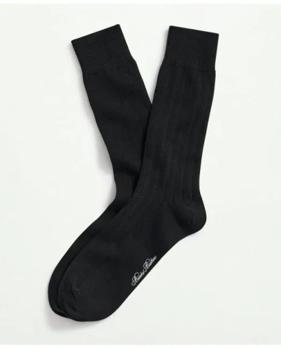 Brooks Brothers Cotton Blend Ribbed Crew Socks In Black