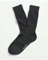 Brooks Brothers Cotton Blend Ribbed Crew Socks In Charcoal
