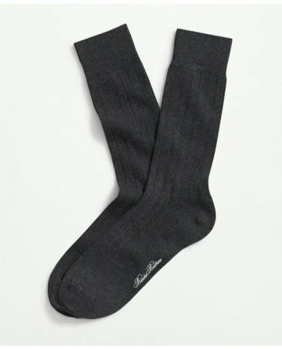 Brooks Brothers Cotton Blend Ribbed Crew Socks | Charcoal