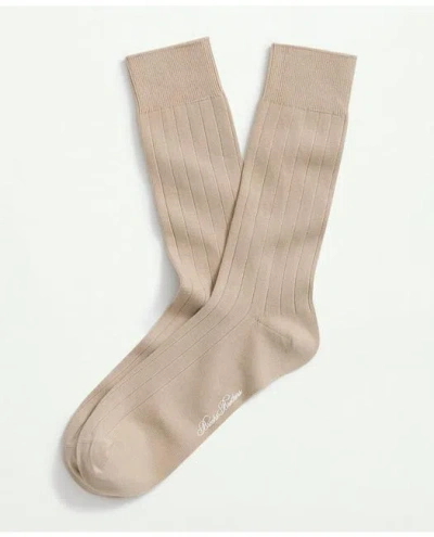 Brooks Brothers Cotton Blend Ribbed Crew Socks | Khaki