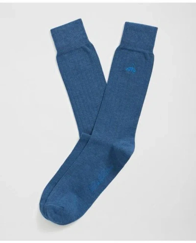 Brooks Brothers Cotton Blend Ribbed Socks In Blue
