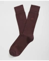 Brooks Brothers Cotton Blend Ribbed Socks In Burgundy