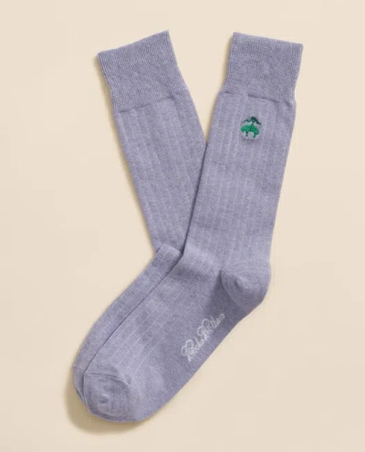 Brooks Brothers Cotton Blend Ribbed Socks With Embroidered Golden Fleece In Purple
