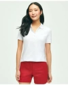 Brooks Brothers Cotton Blend Scalloped Pique Polo Shirt In White